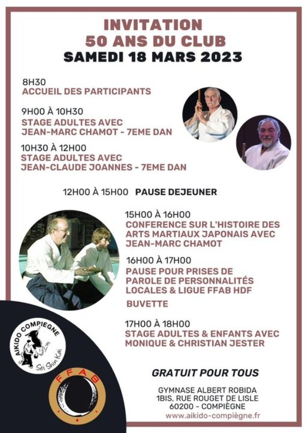 Affiche de l'événement stage stage aïkido jean marc chamot 160 038 jean claude joannes